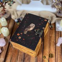 Vintage Owl Leather Journal with Lock &ndash; Gothic Floral Handmade Diary, Dark Academia Notebook, 