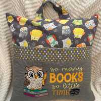Personalized Owl Reading Pillow with Book Pocket: Embroidered Design