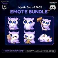 Kawaii Owl Twitch & Discord Emotes 6 Pack