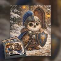 Knight Owl Jigsaw Puzzle | Whimsical Medieval Fantasy Art