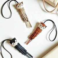 Leather Owl Tassel Keychain: Two-Tone Bag Charm Accessory