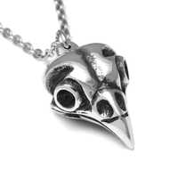 Owl Skull Necklace, Handmade Ornithologist Pendant, Nocturnal Bird Jewelry in Pewter