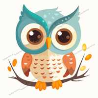 Baby Forest Owl Fabric Panel, Quilt Sewing Square, Multiple Sizes, fc1d