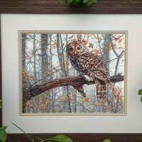 Wise Owl Bird PDF Counted cross stitch pattern Fantasy birds Digital cross stitch chart modern owl l