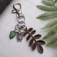 Owl Keychain / Owl Gifts / Wildlife Purse Charm / Nature Themed Keychain