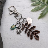 Personalized Owl Keychain / Owl Gifts / Hiking Gift / Purse Charm / Nature Themed