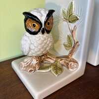 Vintage Otagiri Owl Bookends (2) 1979 hand painted