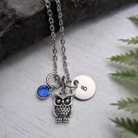 Personalized Dainty Owl Necklace / Owl Gifts / Nature Wildlife Jewelry