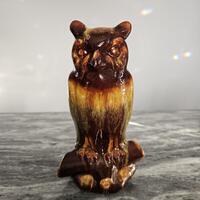 Blue Mountain Pottery Owl Drip-glaze Brown Harvest Gold Figurine 9.5in