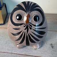 Vintage Tonala Owl Figurine | 4.5 Inch Mexican Folk Art Owl | Hand Painted Burnished Clay
