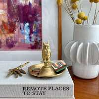 Solid Brass Owl Dish, Coin Tray/Bowl