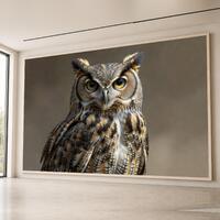 Stunning Great Horned Owl Portrait Canvas, Wildlife Wall Art, Nature Animal Print, Rustic Home Decor