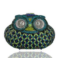 Gold,Green, and blue Owl Clutch Evening Bag Party Purse golden clutch flower Lunar year