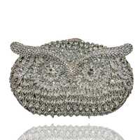 Silver Owl Clutch Evening Bag Party Purse golden clutch flower Lunar year