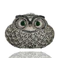 Silver Owl Clutch Evening Bag Party Purse golden clutch flower Lunar year