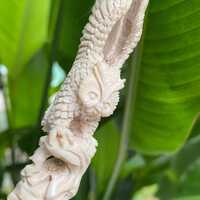 Hand Carved Antler Owl Figure, Carved Knife Handle