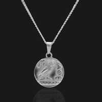 Athena Owl Coin Pendant 18k Gold Greek Goddess Medallion Necklace Mythology Wisdom Symbol Jewelry