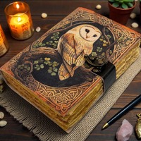Handmade Owl Leather Grimoire &ndash;Gothic Blank Spell Book of Shadows  Wiccan Gifts &ndash; Vintag