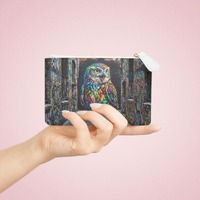Colorful Street Art Owl Mini Clutch Bag | Graffiti Alley Print