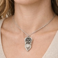 Silver Owl Pendant Necklace With Chain Nature Jewelry Boho Gift for Her