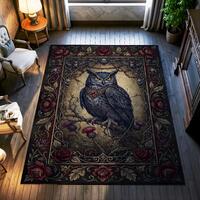 Gothic Owl Area Rug, Dark Academia Decor Carpet, Victorian Witchy Home Statement Rug