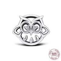 Sterling Silver Openwork Owl Charm: Beaded Bird Bracelet Pendant