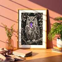 Owl Jigsaw Puzzle, Black and White Puzzle, Monochrome Art Puzzle for Adults, Gothic Hard Home Decor 