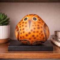 Vintage Inca Design Owl Gourd Hand Painted Andean Folk Art 4x4