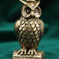 Small Solid Brass Owl Figurine Miniature Wise Owl Statue Vintage Decor 3.6cm