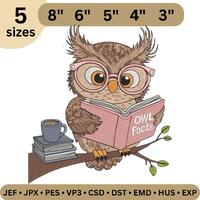 Cute Owl Embroidery Design &ndash; Owl Machine Embroidery Reading Book Design For Men , Women And Ki