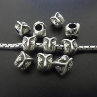 10pcs Owl Spacer Beads, Silver Owl Charm Beads For Bracelet, Nature Animal Beads, Wise Owl Jewelry M