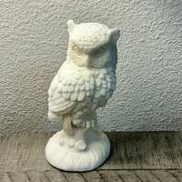 Vintage Santini White Alabaster Owl Figurine