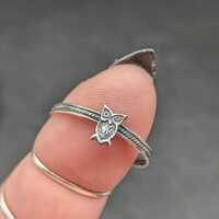 Handmade Sterling Silver Owl Stacking Ring - Handmade Tiny Owl Ring - 925 Silver Stackable Wise Owl