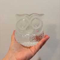 Vintage Lars Hellsten Scruf mid century large owl paperweight-signed