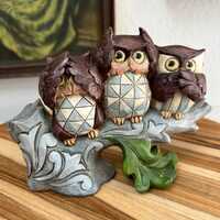 Jim Shore Heartwood Creek Three Owls on a Branch Stone Resin Figurine, 4.25"