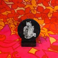 vintage marble decor of etched owl