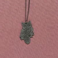 Pewter Owl Pendant Necklace With Silver Tone Chain