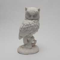 Vintage White Cast Marble Owl Carving Figurine Bird Home Decor Sculpture