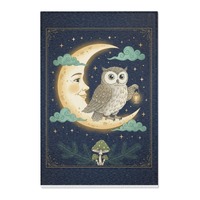 Moon and Owl Area Rug | Celestial Night Forest Stars