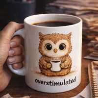 Overstimulated Owl Mug • Introvert Gift • Anxiety Humor Mug • Calm Aesthetic Coffee C