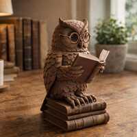 Reading Owl STL &ndash; Book Lover Shelf Decor 3D Print File