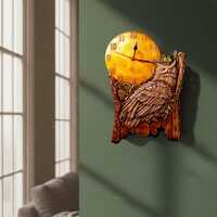 Animal Carved Wood Clock with Owl, Victorian Wall Clock, Dark Cottagecore Home Decor