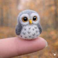 Tiny Owl Figurine Miniature Owl Gift Micro Woodland Decor Small Handmade Owl Collectible