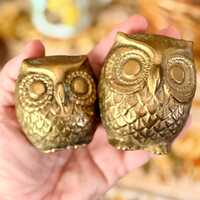 Vintage Brass Owl Figurines &ndash; Set of 2 | Made in Korea (Collectible Owl Figurines, Vintage Bra
