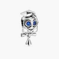 Wise Owl Graduation Charm S925 Sterling Silver Pandora Pendant，Compatible With Pandora Moments