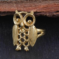 Gold Owl Ring, Cute Animal Statement Ring, Vintage Style Owl Jewelry, Adjustable Nature Inspired Rin