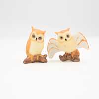 2 Vintage Josef Originals Owls Porcelain Ceramic Miniature Decor Owls Shadow Box