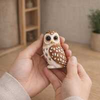 Hand Carved Wooden Owl Keychain | Woodland Animal Bag Charm | Mini Owl Figurine |  Nature Lover Gift