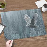 Majestic Snowy Owl Flying Puzzle, Winter Forest Wildlife Art, Nature Lover Decor