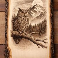 Alpine Owl Laser Engraving File | Horned Owl Wood Burning Template (SVG)